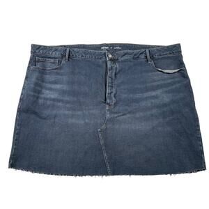 Old Navy Skirt Women Plus 28 High Rise Secret Slim Pockets Denim Mini Button Fly